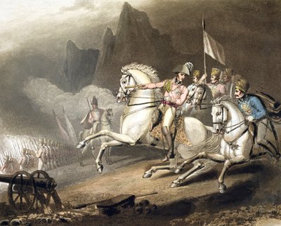 比利牛斯，1813年7月28日，来自“惠灵顿公爵的胜利”，由T. Fielding，酒吧雕刻。 1819 作者 Richard Westall